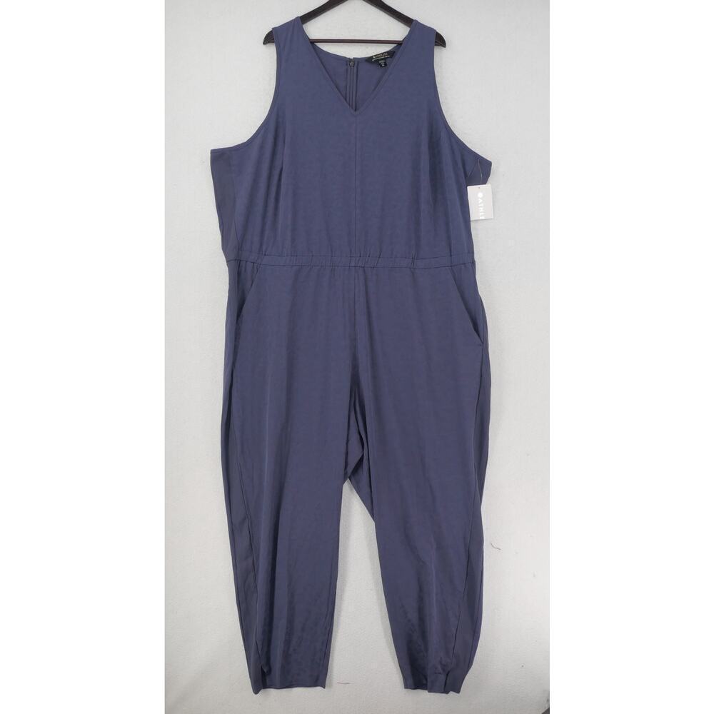 NEW Athleta Brooklyn Textured Jumpsuit Women's Plus Size 26 Gray Violet Purple - Picture 3 of 13